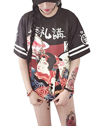 Loralie Girls Camiseta Holgada de Manga Corta de Estilo japonés con Moda y diseños Kawaii