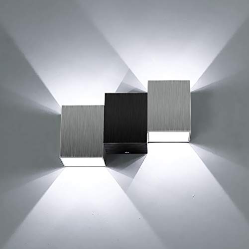 Louvra Apliques de Pared Lámpara de Pared en Moda de Puro Aluminio 2 LED 6W, Iluminación de Pasillo, Entrada, Dormitorio, Blanco Frío