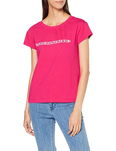 Love Moschino Love Airplane Print_Short Sleeve T-Shirt Camiseta, (Fuchsia O18), 40 (Talla del Fabricante: 42) para Mujer