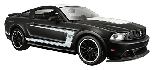 Maisto- 1:24 Ford Mustang, Color Negro Mate y Blanco (531269M)