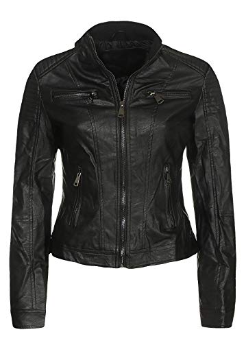 Malito Mujer Chaqueta Cuero Sintético Biker Chaqueta Saco Blazer 5179 (Negro, L)