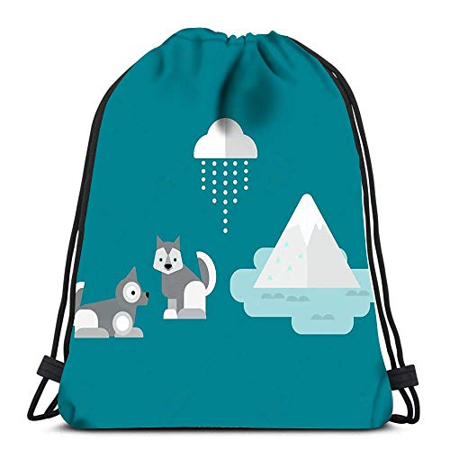 Mochilas con cordón Mochila Perro Esquimal Cachorro de Samoyedo Blanco Ladrido Animal Lindo Canino Pura Raza Mascota y Esponjoso Viaje Gimnasio Bolsas Mochila