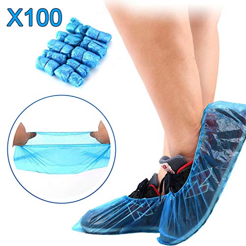 MorNon 100Pcs Cubierta del Zapato Funda Impermeable para Zapatos Cubrezapatos Desechables Funda de Zapato Simple Cubierta de Zapatos de Plástico para el Hogar la Oficina y la Recepción Azul