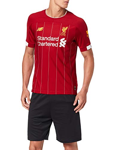 New Balance Liverpool FC Home SS Jersey No EPL Patch Camiseta Crew Neckline Manga Corta Poliéster - Camisas y Camisetas (Camiseta, Adulto, Masculino, Rojo, Blanco, Estampado, L)