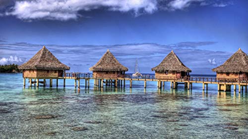 Non Branded Polinesia Francesa Bungalow Mar Playa Atolón Verano Tropicalrompecabezas De 1000 Piezas De Madera