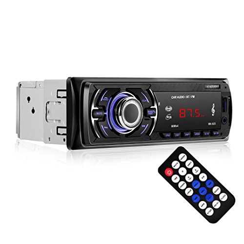 Radio para coche MP3, LESHP Reproductor MP3 autoradio 1 din FM, Bluetoothe, USB, AUX, 4 x 60 w altavoces estéreos con ecualizador para salpicadero del coche