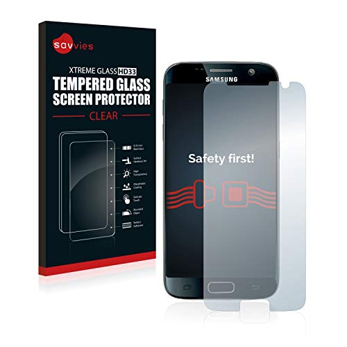 savvies Cristal Templado Compatible con Samsung Galaxy S7 Exynos Protector Pantalla Vidrio Proteccion 9H Pelicula Anti-Huellas