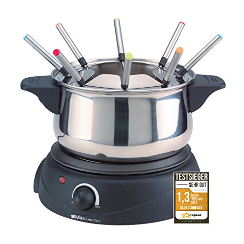 Silva Homeline fo810 Fondue 1500 W con Ajuste de Temperatura fo810 Manual Acero Inoxidable, Negro