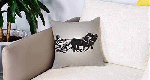 Square Soft and Cozy Pillow Covers,Fiesta de la toga, carroza mitológica Gladiador con caballo Imagen de la cultura griega tradici,Funda para Decorar Sofá Dormitorio Decoración Funda de almohada.