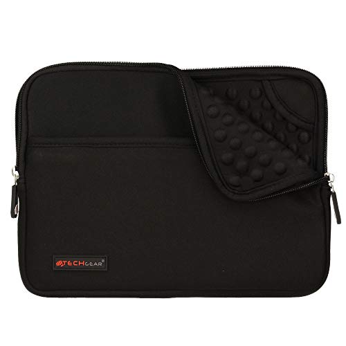 TECHGEAR Funda Protectora de Neopreno Delgada Cremallera con al Interior de Burbujas Anti-Golpes Carcasa para Nuevo Apple iPad 9.7", iPad Pro 11", iPad Pro 10.5", iPad Air, Air 2, iPad 4 3 - Negro