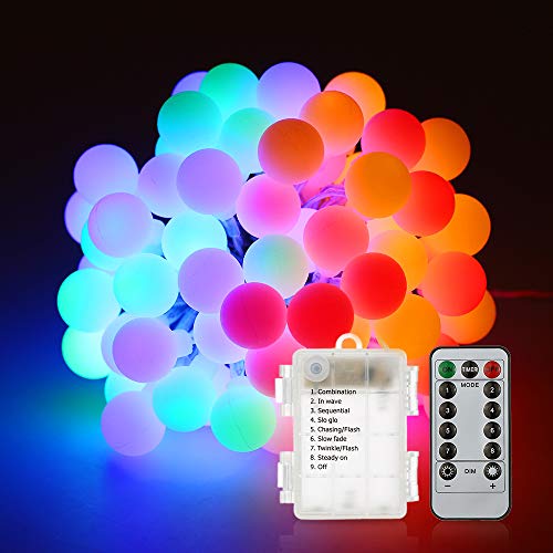 Cadena de Luces, Tomshine Guirnalda Luces 80LED 10M Bombilla Bola Decorativa Multicolor Batería Accionada Brillo Ajustable Luminoso de Exterior para la Fiesta de Navidad, Dormitorio, Jardín, Boda