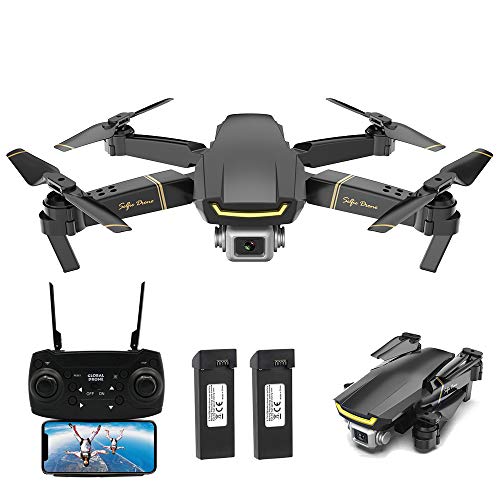 Goolsky Global Drone GW89 RC Drone Drone x procon Cámara 1080P WiFi FPV Foldable Controles Remotos Plegable RC Selfie Quadcopter para Niños Principiantes Entrenamiento (Negro, 2 Batería)