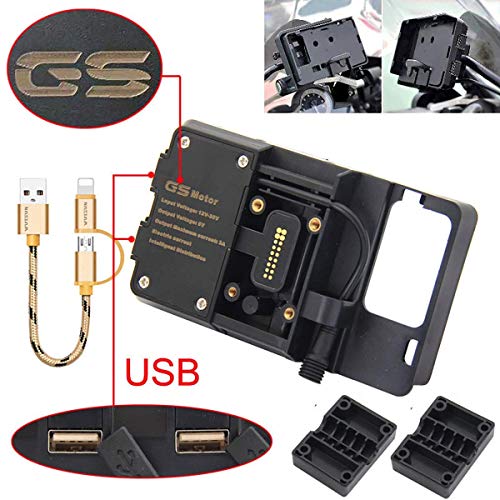 R&P R1200GS Soporte de navegación para teléfonos móviles ADV F700 800GS CRF1000L Gemelo Africano para BMW Honda Motocicleta Carga USB Montaje de 12 mm