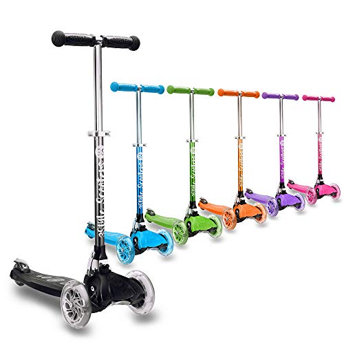 3StyleScooters® RGS-1 Patinete Scooter Tres Ruedas para Niños Pequeños Niños de 3 Años o Más con Luces LED en Las Ruedas, Diseño Plegable, Manillar Ajustable (Negro)