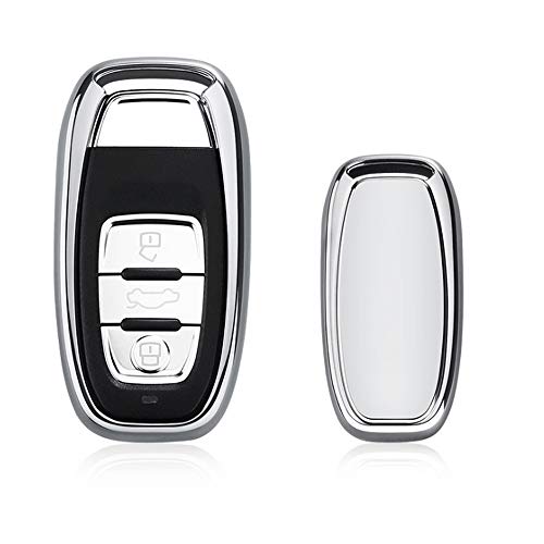 Carcasa para Mando a Distancia de 3 Botones de TPU para Audi A4 A4L A6 A6L Q3 Q5 Q7 A5 A7 A8 S5 Q8 R8 RS4 RS5 RS6 RS7 S7 Keyless Entry Plata