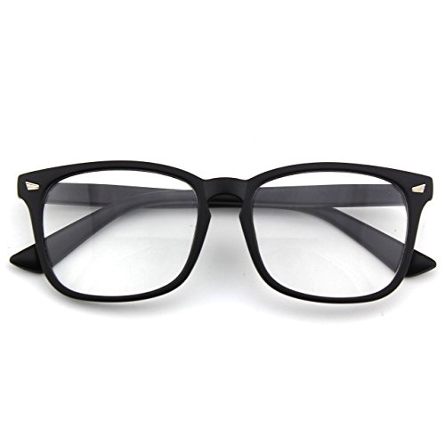 CGID CN82 Retro Anteojos Lente Claro Gafas Para Mujer y Hombre,Mate Negro