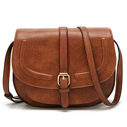 DCCN Bolso de Hombro de Cuero de PU para Mujer Bolso de Hombro pequeño Retro Marrón