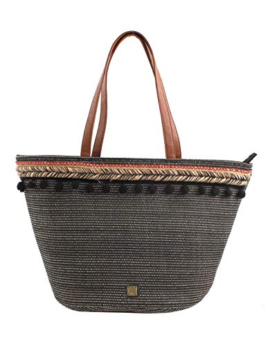 EFERRI Capazo Playa Ethnic, Negro, 48x29x22 cm