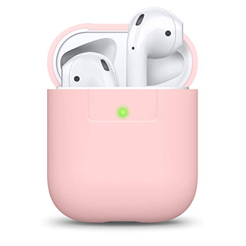 elago Funda Silicona Compatible con Apple AirPods 1 & 2 (LED Frontal Visible) - Soporta Carga inalámbrica, Extra Protección (Lovely Rosa)