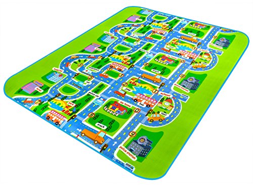 EOZY Alfombra Infantil para Jugar Niños Bebés Picnic Ciudad Primeros Pasos Verde A 200cm×160cm×0.5cm