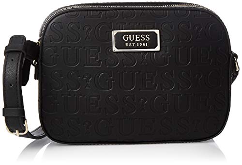 Guess Kamryn Crossbody Top Zip, Bolsa de mensajero para Mujer, Negro (Black), 6x16x22 Centimeters (W x H x L)