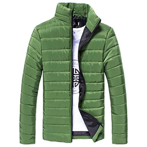 JiaMeng Hombres Invierno Caramelo Abrigos con Capucha de Color Invierno Plumas Fiesta Parka Cremalleras Bolsillo Chaquetas (Verde,XXL)