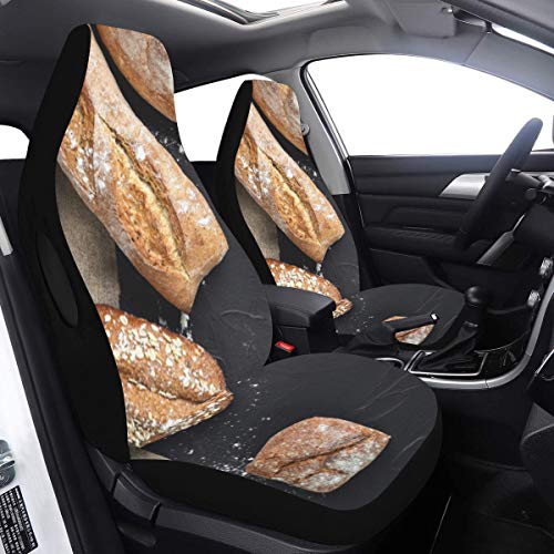 Juego de 2 piezas Funda de asiento delantero de coche Pan integral delicioso Fundas de asiento de coche universales Compatible para bolsas de aire Ajuste universal para automóviles Camiones y SUV Jue