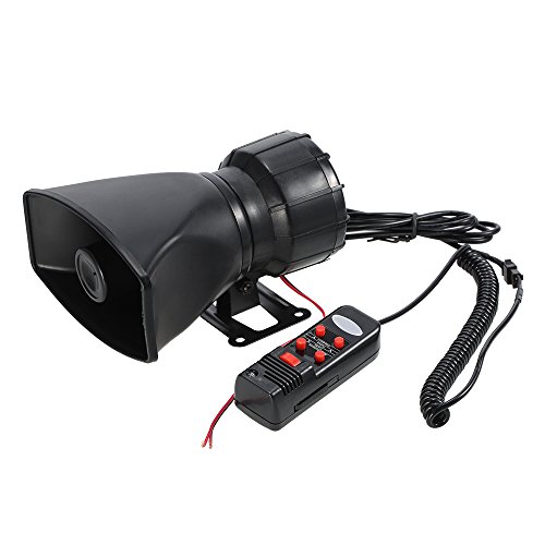 KKmoon 12V 60W Bocina 5 Sonido Alarma de Coche 300dB Sirena de Incendio Policía PA Altavoz Sistema de MIC