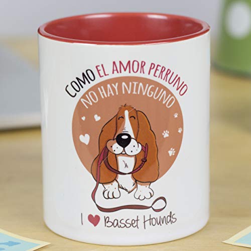 La Mente es Maravillosa - Taza con frase y dibujo divertido sobre Perro - Regalo original de MASCOTA (Taza Basset Hounds)