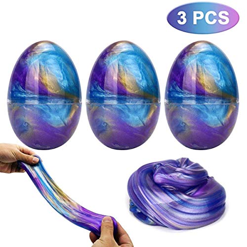 Luclay Galaxy Fluffy Slime Slime con 3 Contenedores en Forma de Huevos y Remolino de Stress Relief DIY Juguetes para niños Adultos