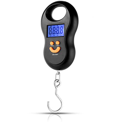 Neuftech 50 kg Mini LCD Báscula Digital de Mano Peso para Pesca Equipaje, Maletas, ect - Negro