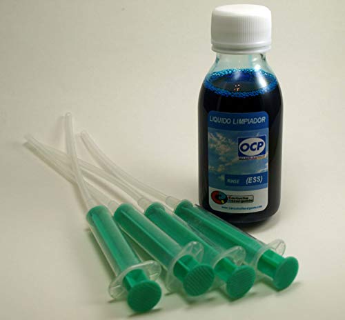 OCP Rinse (ESS) - Liquido Limpiador para Cabezales e Inyectores en Impresoras y Cartuchos Epson/Brother, 100 ml, Azul