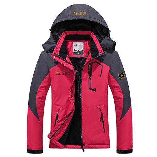 Panegy - Chaqueta para Esquí Deportes Montaña Chaqueta con Capucha de Nieve Impermeable Rompevientos Grueso Caliente - Rosa - Talla L