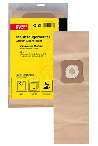 PATONA 10x Bolsas de aspiradora compatible con Kirby G1 G2 G3 G4 G5 G6 G7 G8 G9 G10, papel resistentes