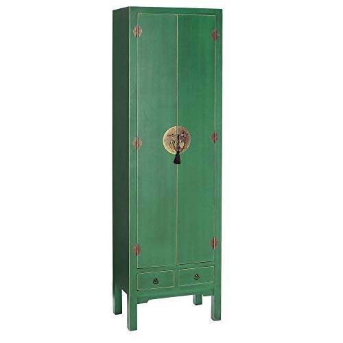 PEÑA VARGAS Mueble Auxiliar-Armario Oriente Verde 2 Puertas 2 Cajones (55x33x185), Madera, 55x33x185 cm