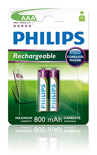 Philips Multi Life - Pilas recargables NiMH AAA 800 mAh (Paquete de 2)
