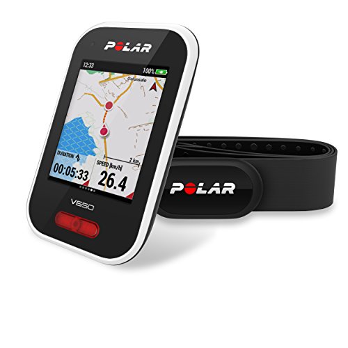 Polar V650 HR - Ciclocomputador con GPS y sensor de Frecuencia Cardíaca H10.  Mapas y seguimiento de rutas - Strava live segments - Luz frontal - Compatible con potenciometros BT