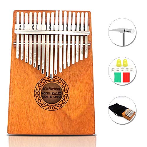 Portátil 17 Key Thumb Piano de Alta Calidad Caoba Professiona Marimba Instrumento con Martillo de Afinación y 7 Accesorios Para Amantes de la Música Principiantes