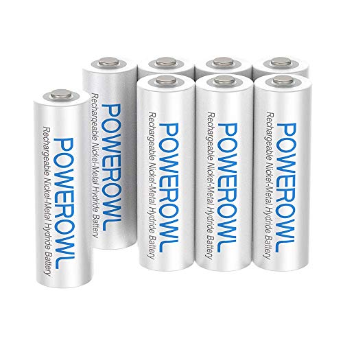 POWEROWL Pilas Recargables AAA Precarga 1000mAh Alta Capacidad 1.2V Ni-MH Recargable AAA Pilas Baja Autodescarga (8 Paquete, Recargable Aproximadamente 1200 Veces)