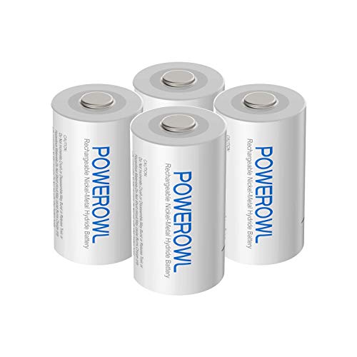 POWEROWL Pilas Recargables C 5000mAh Precarga Ni-MH 1.2V Baja autodescarga C Baterías 1200 ciclos (4 Unidades)