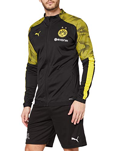 PUMA BVB Poly Jacket with Evonik Logo Chaqueta De Entrenamiento, Hombre, Black-Cyber Yellow, S