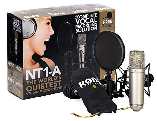 Rode NT1-A -  Micrófono de Diafragma Grande para Estudios de Grabación, color Plateado