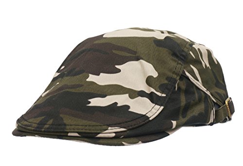 Roffatide Boinas de Camuflaje Militares Caza Ajustable Plano Gorra Boinas Retro Chapelas Unisex Verde