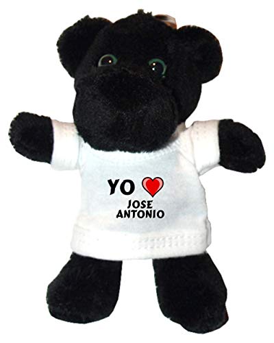 Shopzeus Pantera Negro de Peluche (Llavero) con Amo Jose Antonio en la Camiseta (Nombre de Pila/Apellido/Apodo)