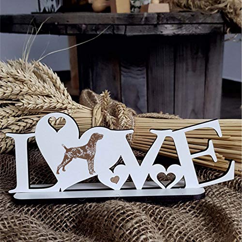 Soporte decorativo Love con corazones y perros, diseño «Cabello corto alemán», tamaño aprox. 20 x 8 cm – Decoración Cartel Home Accessoires – Amor Corazón Perro Masa Perro German Shorthaired Pointer