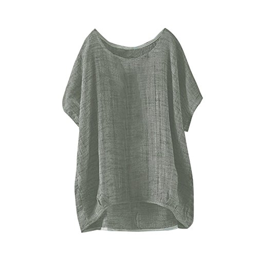 YEBIRAL Mujeres Casual Tallas Grandes Camiseta Camisa Manga Corta Suelto Casual Redondo Cuello Color Sólido Túnica Tops de Verano Blusas(5XL,Verde)