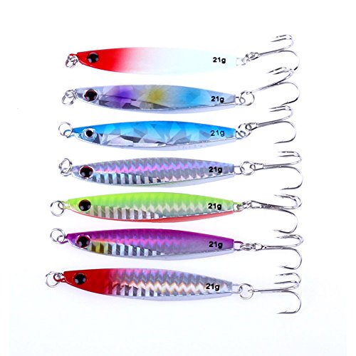 ZREAL 7 pcs láser Jigs Señuelos de Pesca Jig Metal Bait Pescado Tackle 7 cm 6 # Ganchos Crankbait