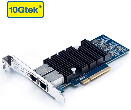 10Gtek® 10GbE PCIE Tarjeta de Red para Intel X540-T2- X540 Chip, Dual RJ45 Puertos, 10Gbit PCI Express x8 LAN Adapter, 10Gb Nic para Windows Server, Win8, 10, Linux, 3-Year Warranty