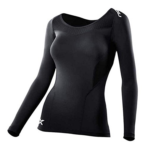 2XU Base Compression L/S Top - Camiseta de compresión de Running para Mujer, Color Negro, Talla XS