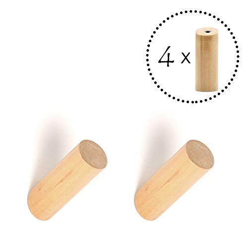 ANZOME Percha Pared Madera, Gancho Madera De 4 Piezas, Gancho Pared Madera para Colgar Abrigos, Gorros, Bufandas, Chaquetas, Ropa Y Auriculares En El Dormitorio, Sala De Estar, Pasillo (Madera)